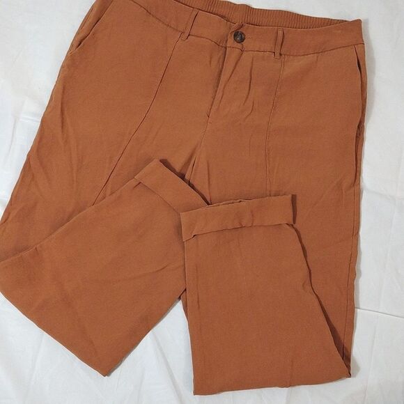 A New Day Nutmeg Brown High Waist Cuffed Rayon Pants Plussize 18 - Picture 7 of 16